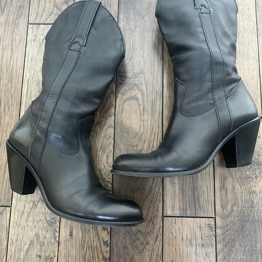 Black Leather Women's Western Boots
